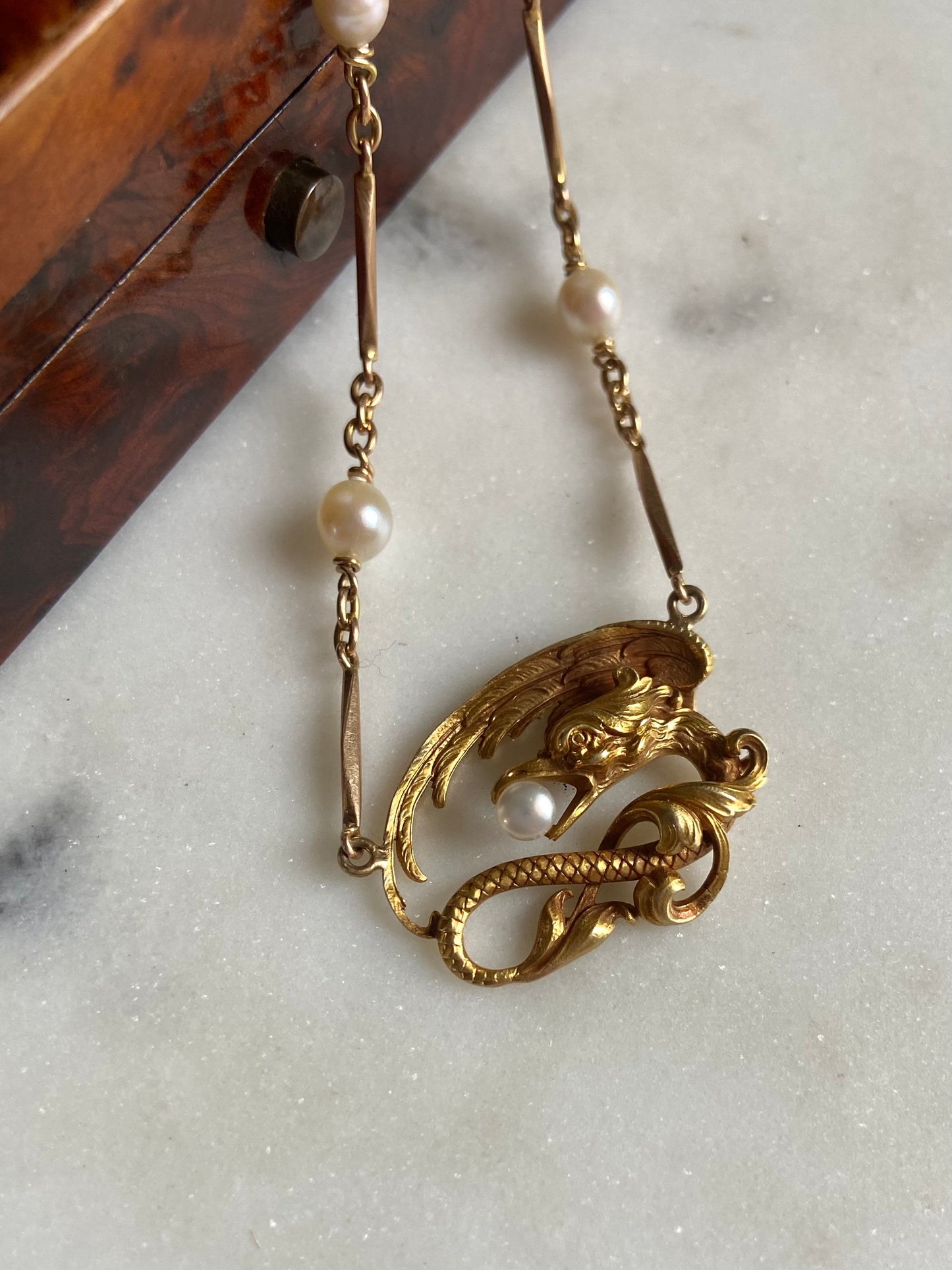 Antique 18k/14k Griffin Necklace