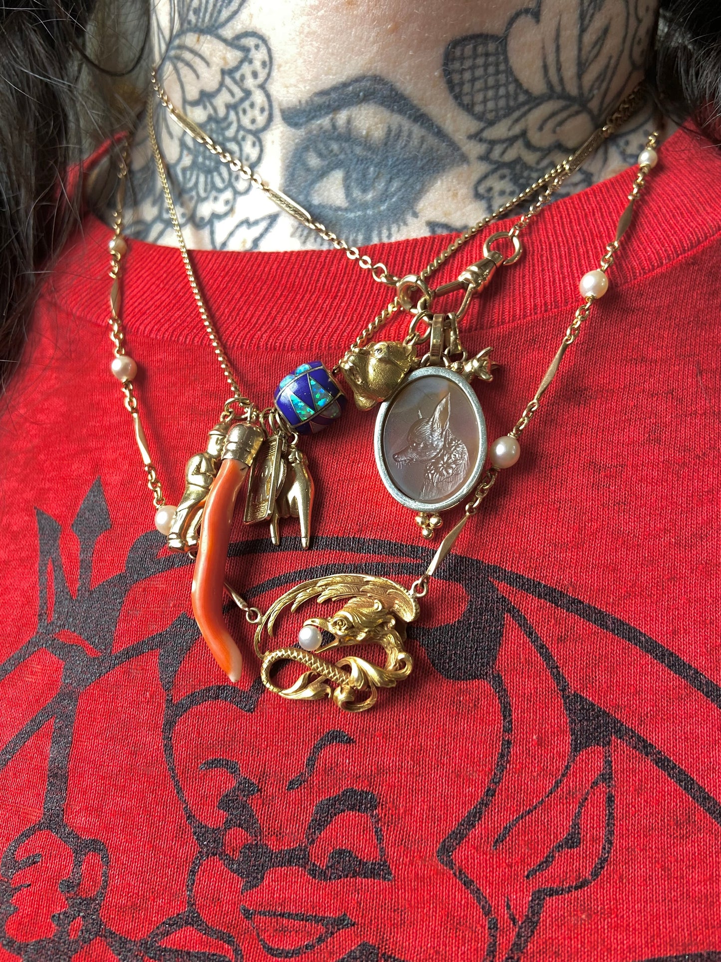 Antique 18k/14k Griffin Necklace